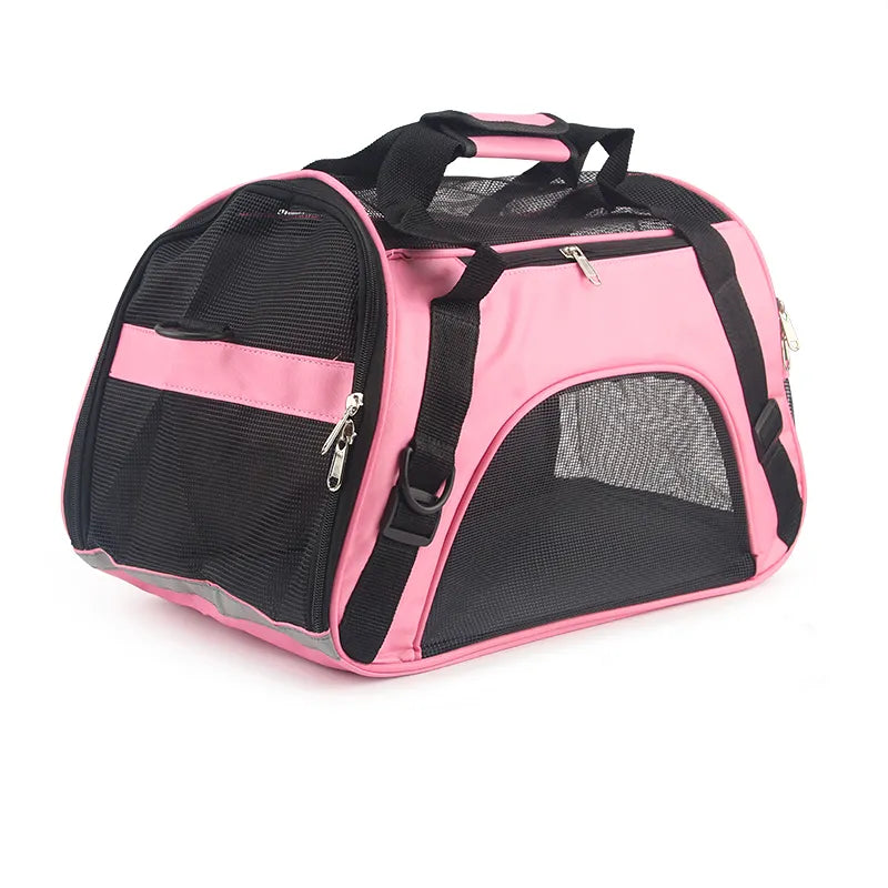 Soft-sided Carrying Portable Pet Bag Pink Dog Carrier Bags Blue Cat Travel Breathable Handbag
