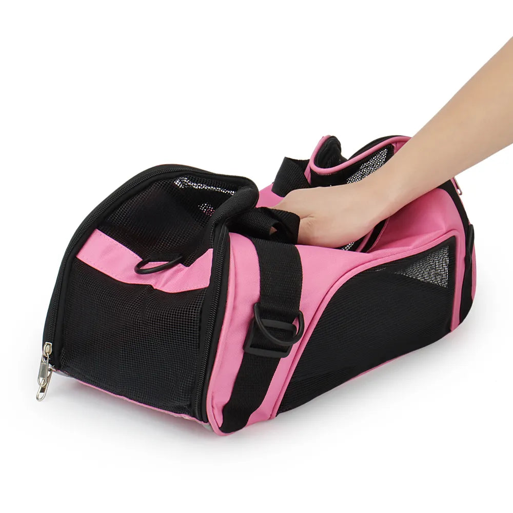 Soft-sided Carrying Portable Pet Bag Pink Dog Carrier Bags Blue Cat Travel Breathable Handbag