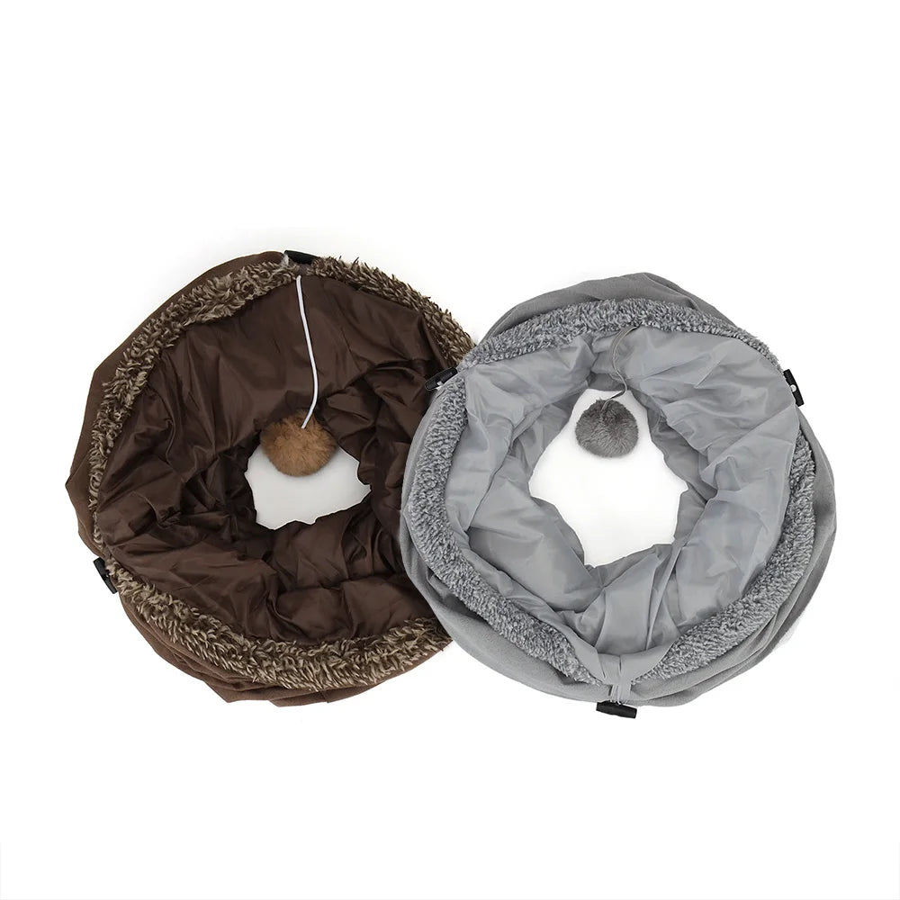 Cozy Foldable Cat Tunnel: The Perfect Toy and Hideaway for Your Feline Friend in Autumn and Winter